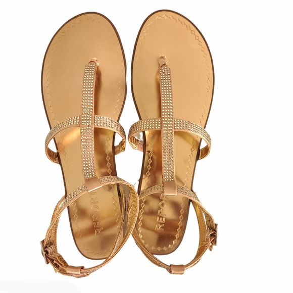 Report Size 10 Rinestone Strappy Rose Gold Sandals - Picture 3 of 11